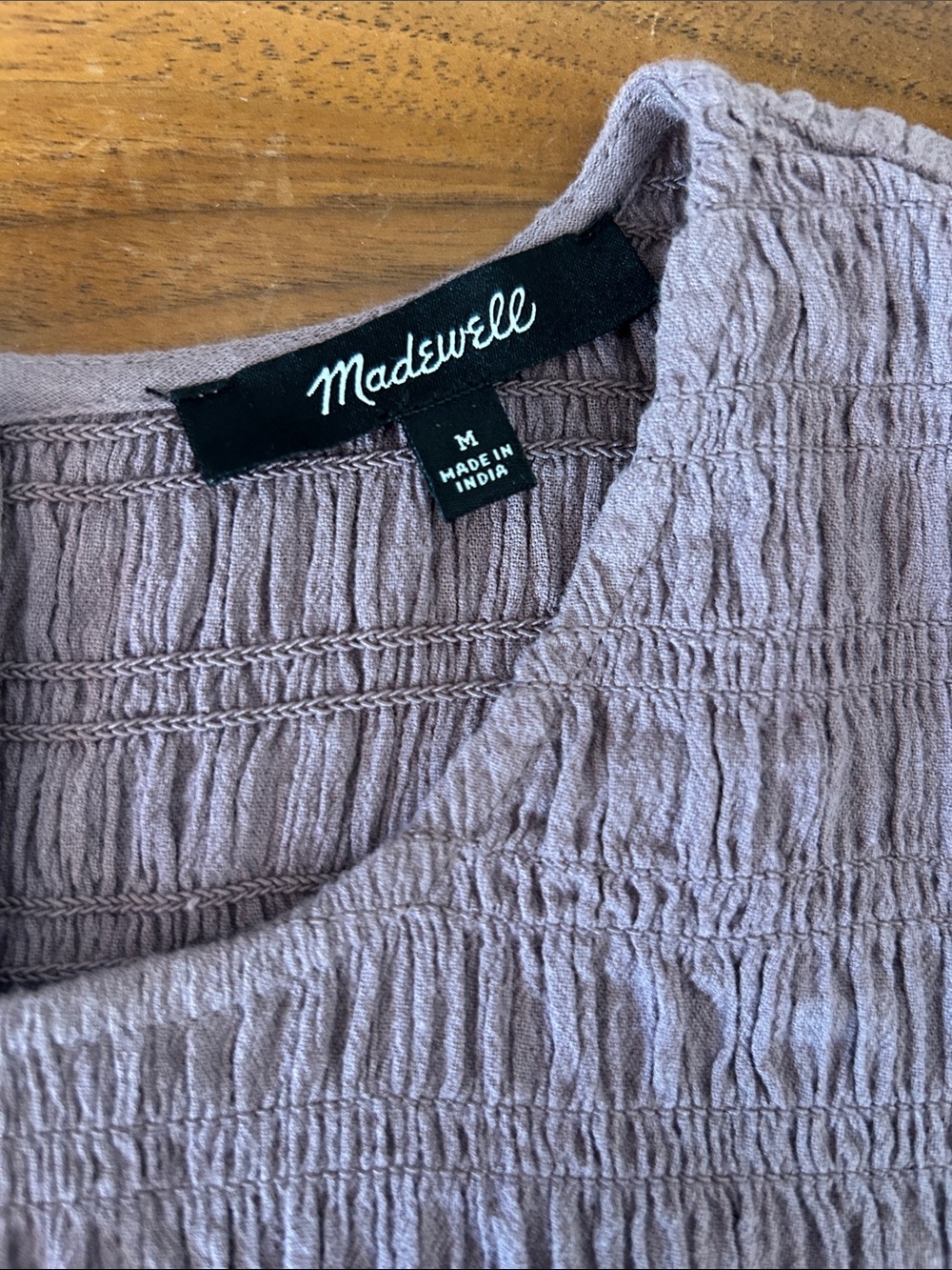 Madewell Mauve Textured Short Sleeve Blouse - Picture 5 of 5